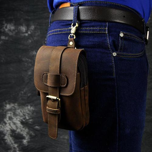 Vintage Leather Cigarette Cases Belt Pouches for Men Waist Bag BELT BAG For Men
