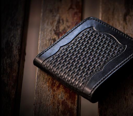 Handmade Leather Fine Horse Tooled Mens billfold Wallet Cool Leather Wallet Slim Wallet for Men
