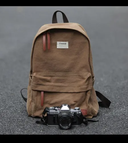 Cool Canvas Mens 15'' Green Computer Backpack Khaki Travel Backpack School Backpack for Men