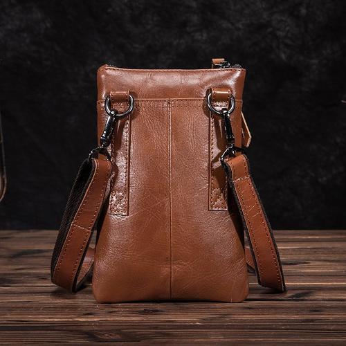 Brown Leather Men's Belt Pouch Small Shoulder Bag Side Bag Waist Bag Belt Bag For Men