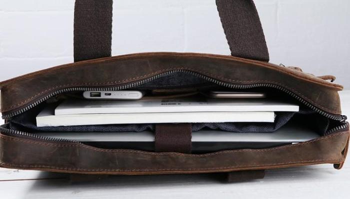 Vintage Coffee Leather Mens Briefcases Work Bag Laptop Bag Business Bag for Men