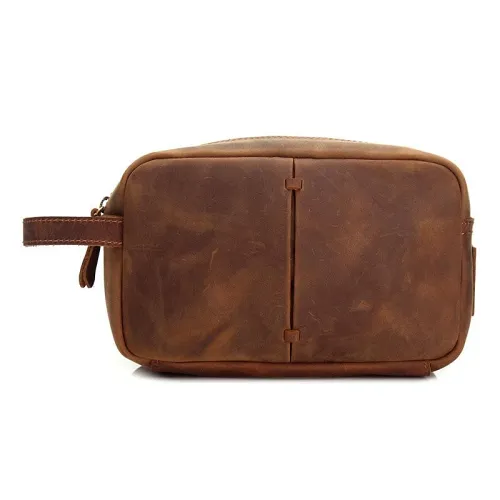 Cool Leather Mens Zipper Wristlet Bag Vintage Clutch Zipper Bags for Men
