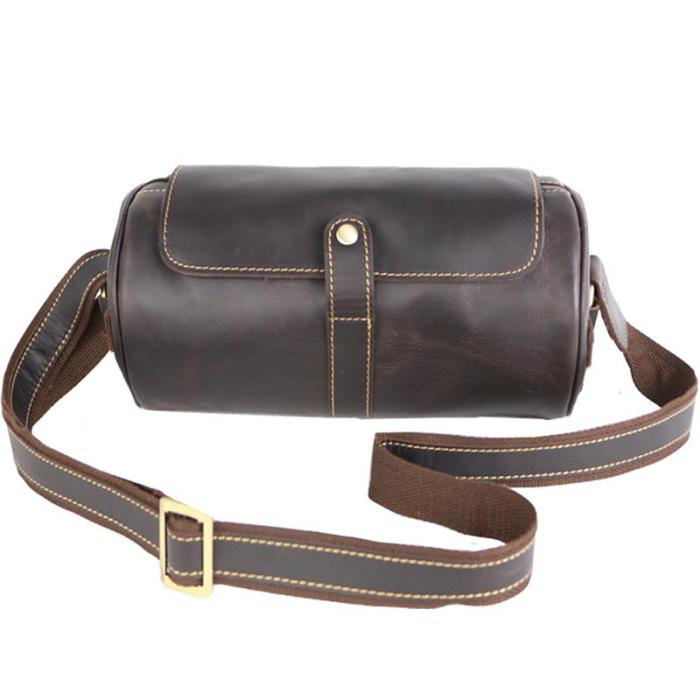 Leather Mens Cool Barrel Sling Bag Crossbody Bag for men