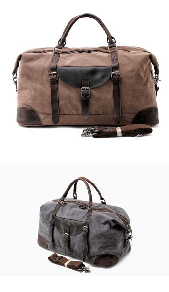 Cool Waxed Canvas Leather Mens Large Travel Weekender Bag Waterproof Duffle bag for Men