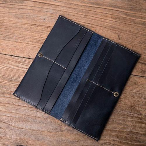 Vintage Leather Long Wallets for men Bifold Men Long Wallet