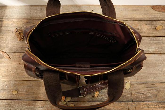 Cool Coffee Leather Mens 13 inches Vertical Briefcase Side Bag Messenger Bags Work Bags Courier Bag for Men
