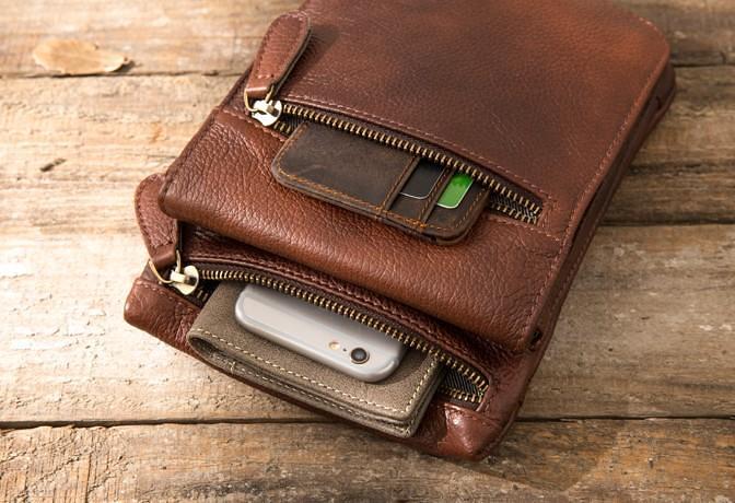 Leather Belt Pouch Belt Cases Mens Waist Bag Shoulder Bag for Men