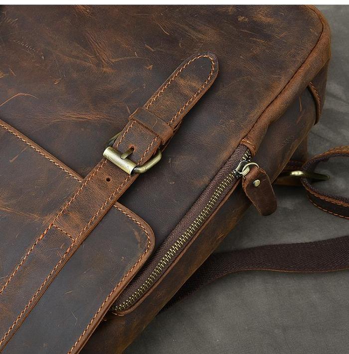 Cool Leather Mens 14 Dark Brown Hiking Backpack Travel Backpack College Backpack for Men