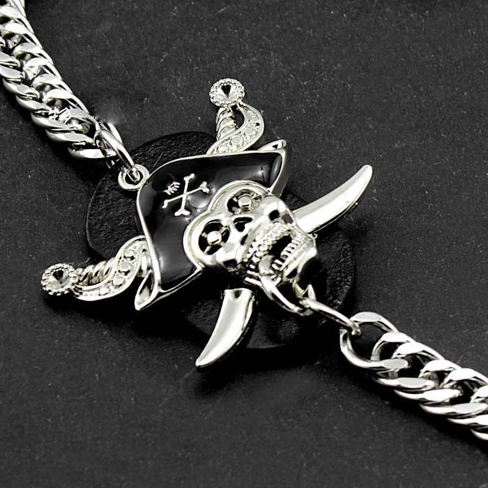 Solid Stainless Steel Pirate Skull Wallet Chain Cool Punk Rock Biker Trucker Wallet Chain Trucker Wallet Chain for Men