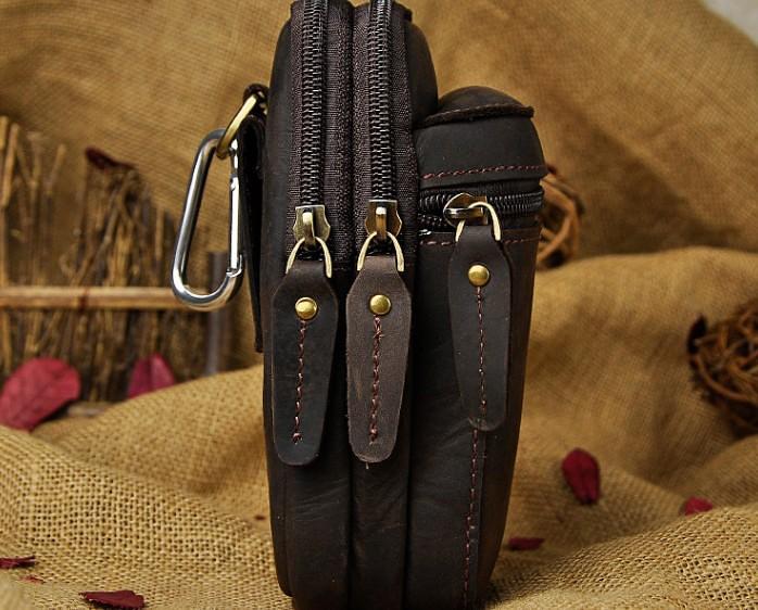 Mens Small Leather Belt Pouch Holster Belt Case Cell Phone Waist Pouch for Men