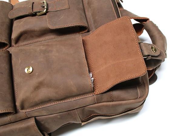 Vintage Coffee Mens Leather Backpacks Travel Backpacks Laptop Backpack for men