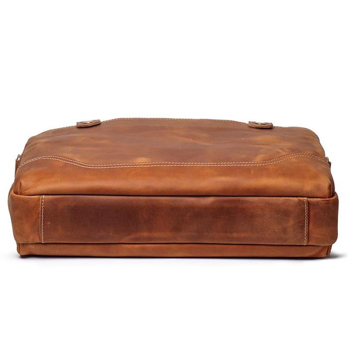 Vintage Brown Leather Men's Professional Briefcase 15‘’ Computer Briefcase Handbag For Men