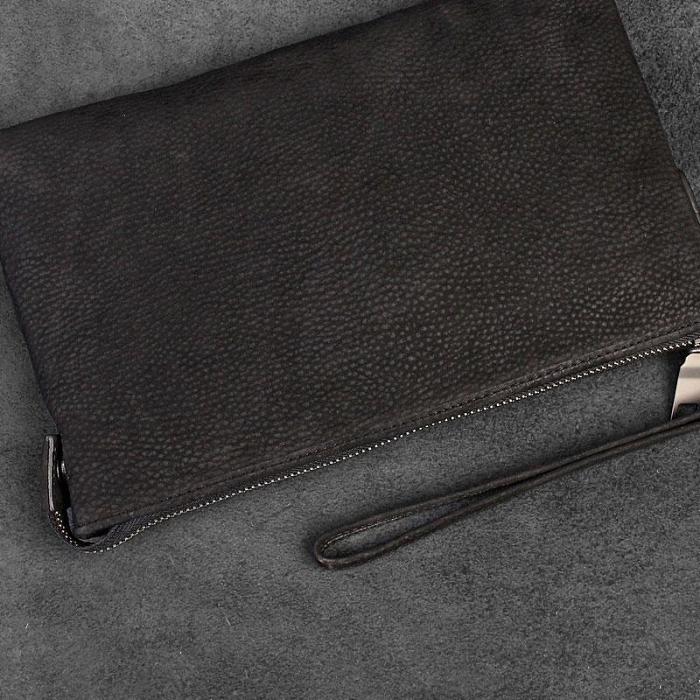 Handmade Leather Mens Clutch Cool Slim Wallet Zipper Clutch Wristlet Wallet for Men