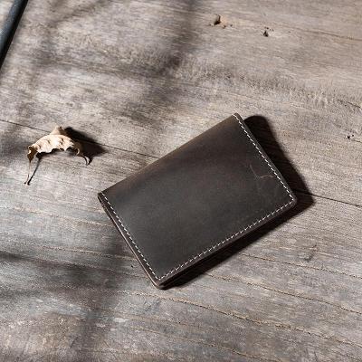 Handmade Leather Mens Cool Short Wallet Card Holder Small Card Slim Wallets for Men