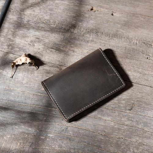 Handmade Leather Mens Cool Short Wallet Card Holder Small Card Slim Wallets for Men