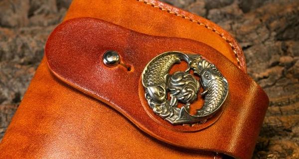 Handmade Long Wallet Mens Cool Leather Chain Wallet Biker Trucker Wallet with Chain