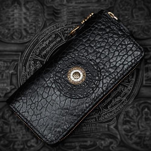 Handmade Leather Black Chain Wallet Mens Biker Wallet Cool Leather Wallet Long Phone Wallets for Men