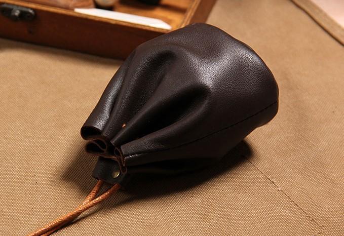 Handmade Leather Black Mens Change Pouch Coin for Men