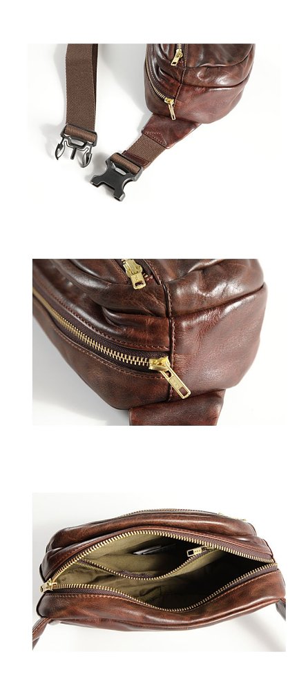 Leather Small Fanny Pack Crossbody Mens Small Chest Bag Hip Pack Small Leather Belt Bag Bumbag for Men