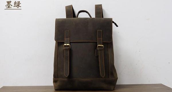 Cool Mens Leather 15inch Laptop Backpack Travel Backpack Leather School Backpacks for Men