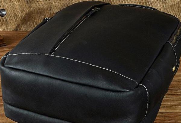 Cool Leather Mens Black Backpack for School Backpack Travel Backpacks For Men
