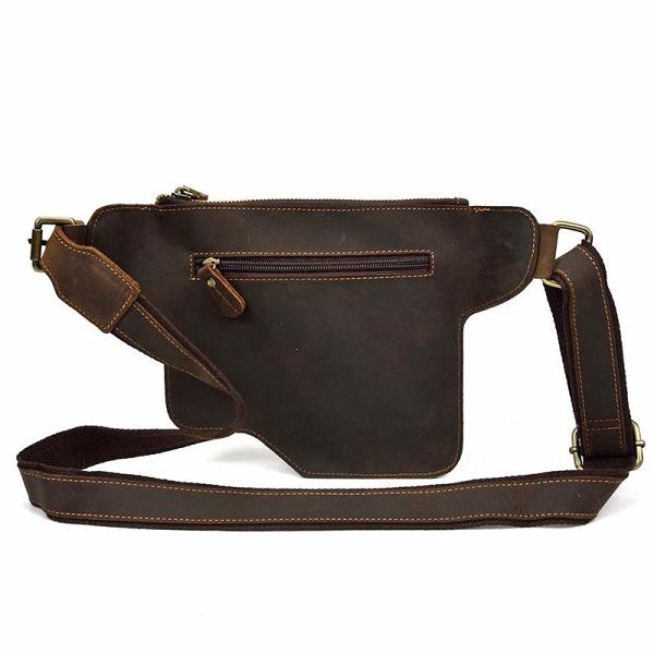 Vintage Leather Fanny Pack Mens Waist Bag Hip Pack Belt Bag for Men