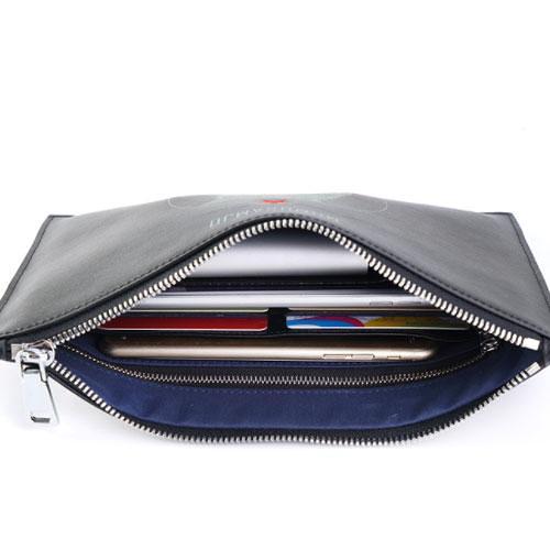 Handmade Leather Mens Clutch Cool Slim Wallet Zipper Clutch Wristlet Wallet for Men