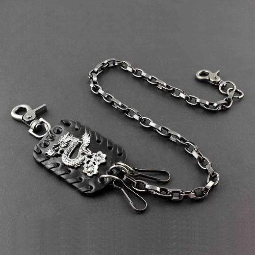 Solid Stainless Steel Chinese Dragon Wallet Chain Cool Punk Rock Biker Trucker Wallet Chain Trucker Wallet Chain for Men