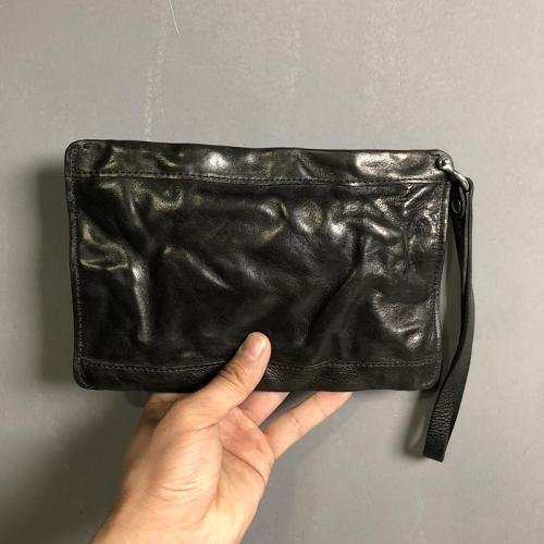 Fashion Leather Mens Clutch Cool Black Slim Wallet Zipper Clutch Wristlet Wallets for Men