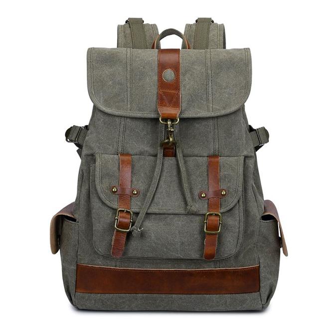 Canvas Leather Mens 15 Black Hiking Backpack Army Green Travel Backpack Blue College Backpack for Men