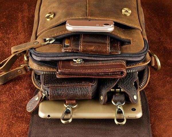 Cool Mens Leather Small Side Bag Belt Pouch Holster Belt Case Waist Pouch for Men