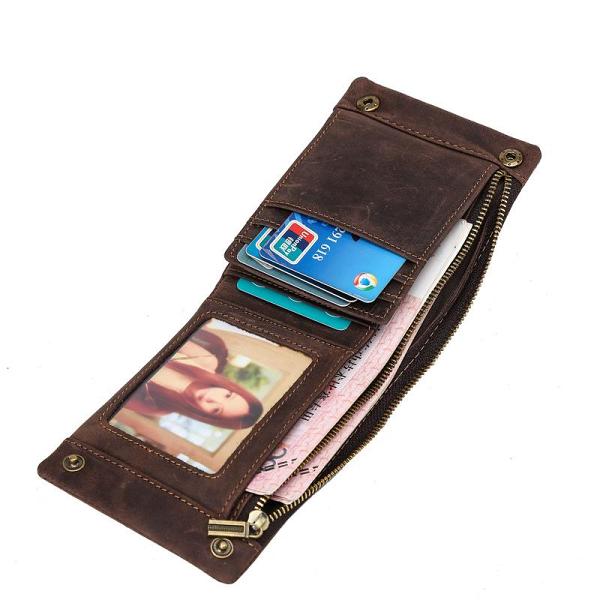 Handmade Leather Mens Cool Slim Leather Wallet Card Wallet Men Small Wallets Bifold for Men