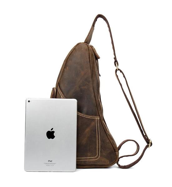 Leather Mens Cool Sling Bag Crossbody Bag Chest Bag for men