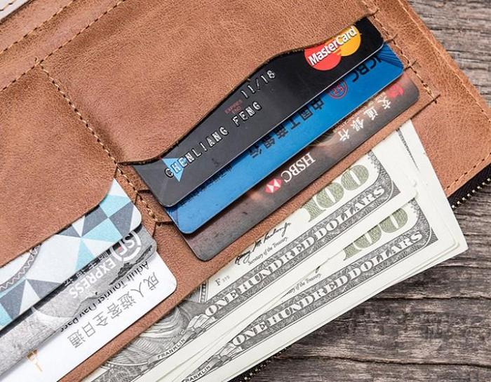 Leather Long Wallets for men Bifold Vintage Men Long Wallet
