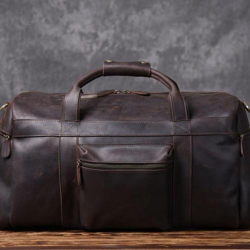 Genuine Leather Mens Cool Weekender Bag Travel Bag Duffle Bags Overnight Bag Holdall Bag for men