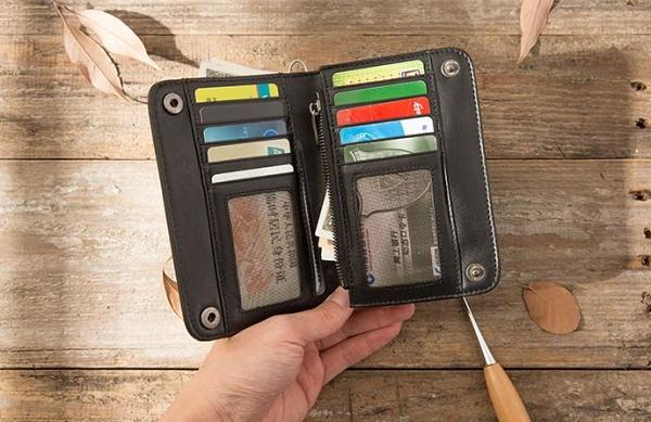 Cool Black Wristlet Wallet Leather Mens Long Wallet Long Wallet for Men