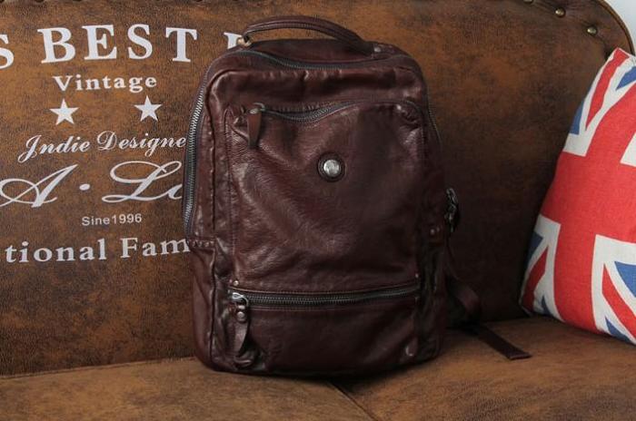 Handmade Leather Mens Cool Backpack Sling Bag Large Black Travel Bag Hiking Bag for men