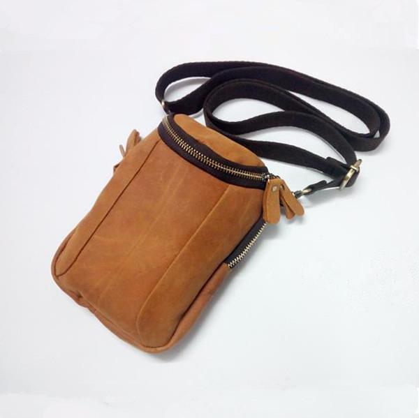 Leather Belt Pouch Mens Small Cases Waist Bag Shoulder Bag for Men