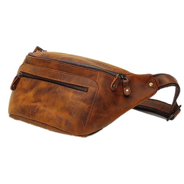 Black Leather Fanny Pack Mens Best Leather Crossbody Fanny Pack for Men