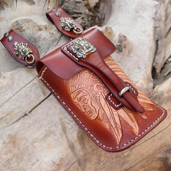 Leather Belt Pouch Mens Small Cases Waist Bag Hip Pack Belt Bag Fanny Pack Bumbag for Men