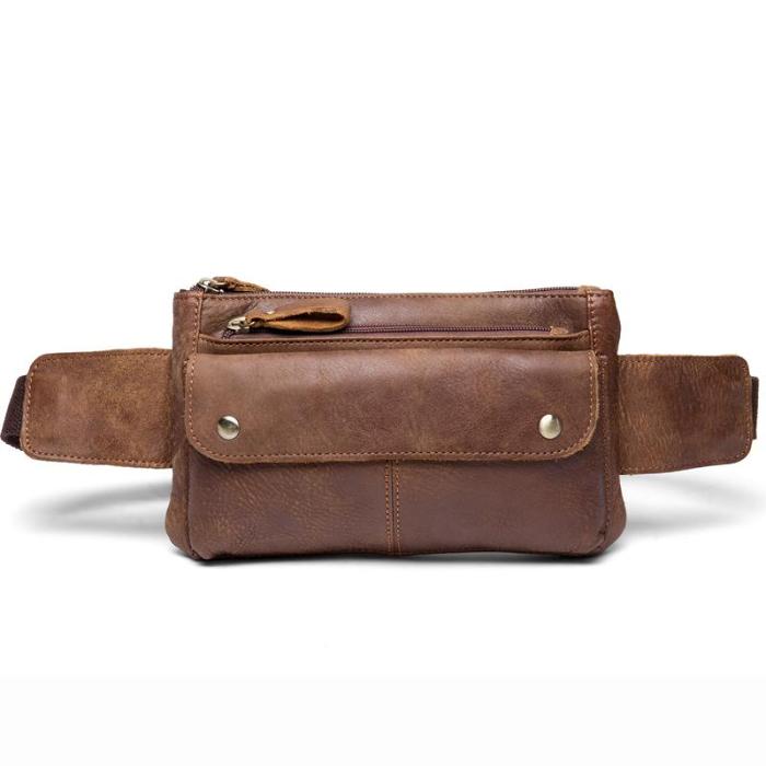 Vintage Leather Fanny Pack Mens Waist Bag Hip Pack Belt Bag Bumbag for Men