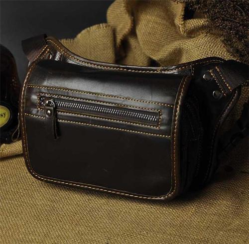 Vintage Leather Fanny Pack Mens Waist Bag Hip Pack Belt Bag for Men