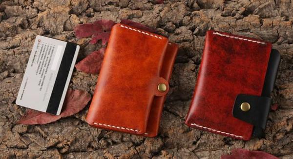 Handmade Leather Mens Cool Slim Leather Wallet Men Small Wallets Card Holders for Men