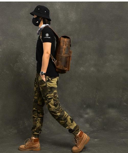 Cool Leather Mens 14 Retro Brown Hiking Backpack Travel Backpack College Backpack for Men