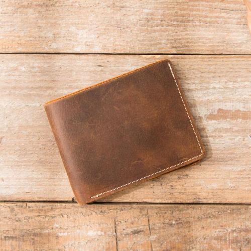 Vintage Leather Mens Small Wallets Bifold Slim Front Pocket Wallet for Men