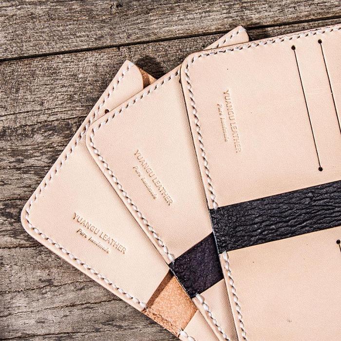Beige Leather Men Slim Small Wallet Bifold Small Wallet for Men