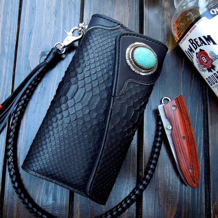 Handmade Leather Biker Wallet Mens Cool Chain Wallet Trucker Wallet with Chain