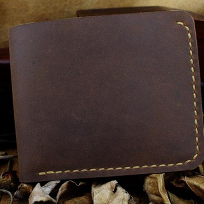 Handmade Leather Mens Cool Slim Leather Wallet Men billfold Wallets Bifold for Men