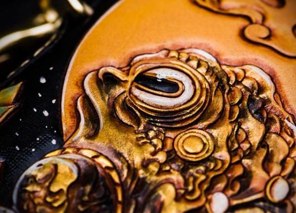 Handmade Leather Tooled Toad Chain Wallet Mens Biker Wallet Cool Leather Wallet Long Phone Wallets for Men