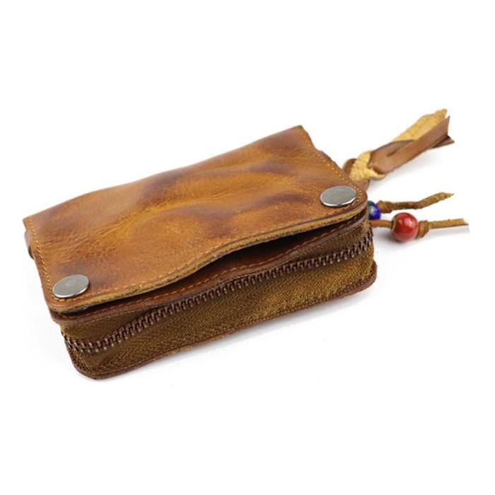 Vintage Leather Men's billfold Key Wallet Brown Key Case Card Wallet For Men